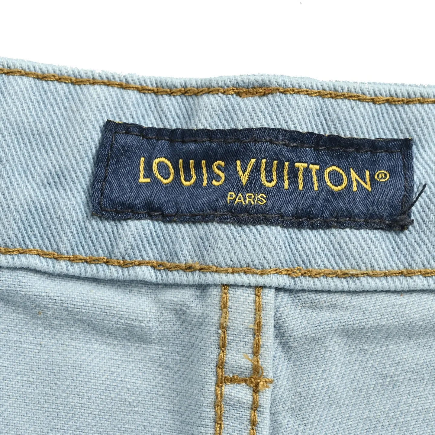 Louis Vuitton/Louis Vuitton logo embroidered rivet five-point denim shorts